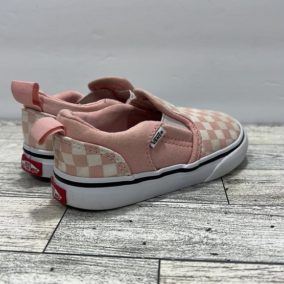 Vans® Asher V Kids' Pink Checkered Shoes slip on - Picture 3 of 16